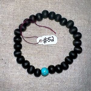 Black/Turquoise Handmade Beaded Bracelet (#52)